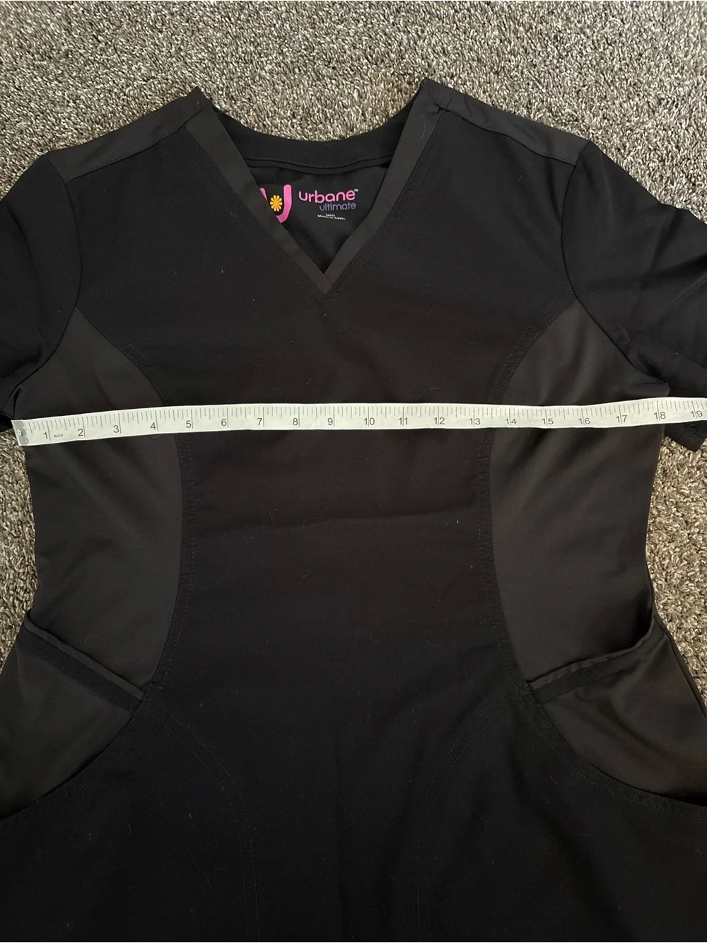 Urbane Black V-Neck Short Sleeve Scrub Top